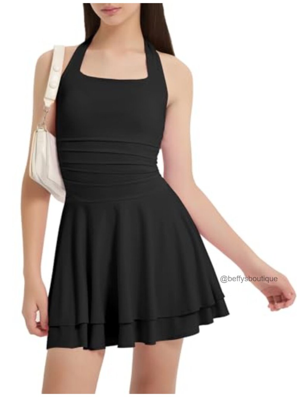 Girls Padded Halter Neck Fit & Flare Mini Party Dress Sleeveless Formal